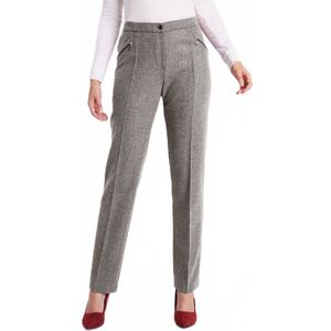 Rechte broek met visgraatmotief of gevlekte pijpen 70 cm binnenbeenlengte