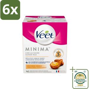 Veet - Warme Wax - Orientaalse Ontharings Wax - Minima - Arganolie - 250ml - Voordeelverpakking - 6 stuks - Gladde huid - Arganolie