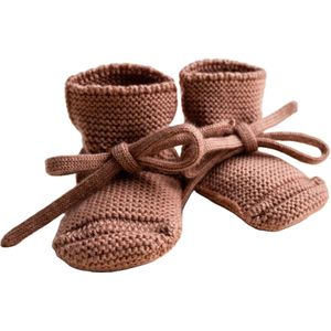 Hvid Wollen slofjes terracotta