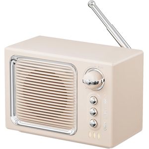 White Noise Machine - 5W Retro Draadloze Bluetooth Mini Luidspreker met Wit Geluid, Handsfree Bellen, HiFi Muziekbox, TF-kaartondersteuning, FM-radio, Beige