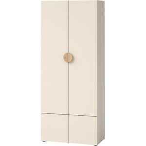 Melo ME1 Tweedeurskast - kledingkast met planken en hanger - twee openslaande deuren - jeugdgarderobe - kantoorkast - 80 x 39.7 x 193.50 cm - Maxi Maja