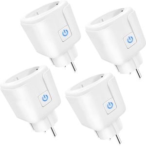 4 stuks WLAN smart stopcontact met stroommeting - wifi-stopcontact 16 A - Smart Plug compatibel met Alexa & Google Home - Smart Home stopcontact met spraakbediening app-afstandsbediening