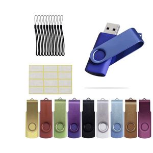 8GB USB Flash Drive Uflatek 10 Stuks USB 2.0 Memory Stick Draaibare Thumb Drives USB Stick 8 GB Jump Drive Pen Drive Gegevensopslag met Led Indicator (Multi-Color met Lanyards)