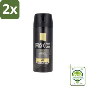 Axe - Deodorant Bodyspray - 48hrs Fresh - Gold - Oud Wood & Dark Vanilla - 150 ml - Voordeelverpakking - 2 stuks - Deodorant bodyspray - Geur
