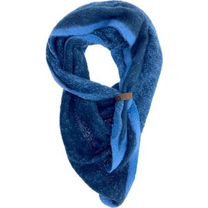LOT83 Sjaal Nina - Vegan leren sluiting - Omslagdoek - Ronde sjaal - Blauw, donkerblauw - 1 Size fits all
