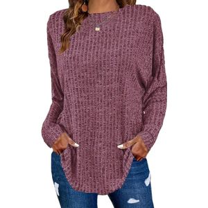 Livano Sweater Dames - Sweaters - Hoodie - Warme Trui - Vest - Paars - XL