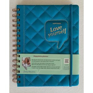 School agenda / Planner A5 HappyDaisz Vegan Leather Turquoise blauw ""Love yourself""  met video's, veel stikkers en persoonlijkheidstest