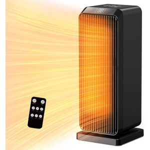 Draagbare keramische ventilatorkachel met thermostaat en afstandsbediening - Energiebesparende 1800W verwarming