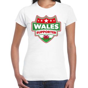 Wales supporter schild t-shirt wit voor dames - Wales landen t-shirt / kleding - EK / WK / Olympische spelen outfit S