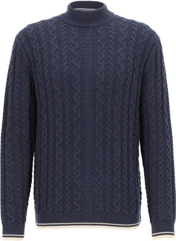 OLYMP - Modern Fit - Turtleneck Trui - Marine Blauw - Wolmengsel