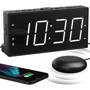 Luide Digitale Wekker met Trilfunctie en USB Oplaadfunctie - Ideaal voor Diepe Slapers met Groot Display en Dubbel Alarm