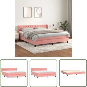 vidaXL Boxspring Fluweel Roze 160x200 cm Boxspringbed - Rozenkleurig - Velvet - Tweepersoonsbed - King Size Bed
