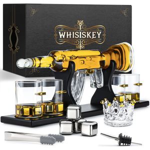Whisiskey Whiskey Karaf - AK-47 - Luxe Whisky Karaf Set - 1 L - Decanteer Karaf - Whiskey Set - Incl. 4 Whiskey Stones, 4 Whiskey Glazen & 6 extra accessoires - Peaky Blinders