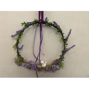 Deurkrans paars met lavendel bloesem