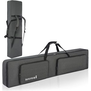 Toetsenbordtas 88 toetsen 138 x 36 x 17 cm - scheur- en waterdicht - dikke schuimvulling - grijs