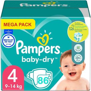 Pampers Baby-Dry Luiers - Maat 4 - 9 tot 14kg -86 stuks