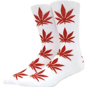 CHPN - Wiet sokken - Weed socks - Cadeau - Sokken - Wit/Rood - Unisex - One size - 36-46