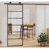 The Living Store Schuifdeur - Transparant ESG-glas - Aluminium - 76 x 205 cm - Geruisloos - Inclusief beslag en hardwareset