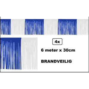 4x BRANDVEILIG PVC slierten folie guirlande blauw/wit 6 meter x 30 cm - Oktoberfest thema feest festival party