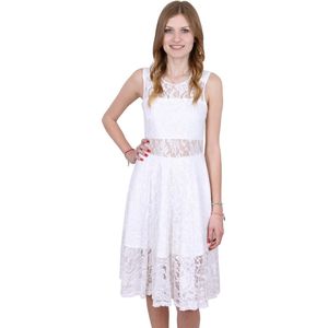 John Zack ecru kanten midi-jurk