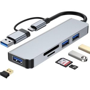 SD-kaartlezer - USB-extender - 5-in-1 hub - USB 3.0 - SD/TF-kaartlezer - Geen app vereist - Werkt met pc, laptop, MacBook Pro/Air, iMac Pro, Surface en tablets
