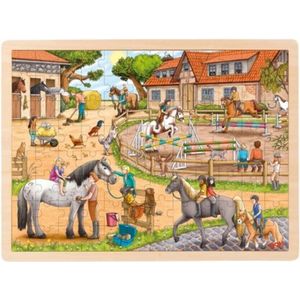 Goki Puzzel Manege - 96 stukjes - hout - paardenmeisje - paardenfan - puzzel paarden