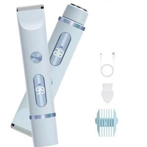 2 in 1 Ladyshave voor Vrouwen - Elektrisch Scheerapparaat - Bikinitrimmer - Waterdicht - Epilator - Trimmer vrouw - Met digitaal display - Blauw