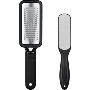 2 stuks - Voetvijlen - Voetvijl - Eeltverwijderaar - Roestvrijstalen professionele pedicure voetrasp en dubbelzijdige scrubber - Voetverzorgingstools - voor het verwijderen van eelt en likdoorns - voor droge en natte voeten - zwart