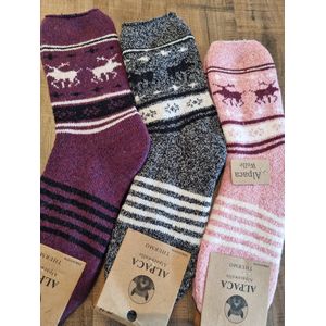 3 Paar - Alpaca Wollen Sokken - Maat 35-38 - Wintersokken - Huissokken - Wandelsokken - Vrijetijdsokken - Cadeau Artikel