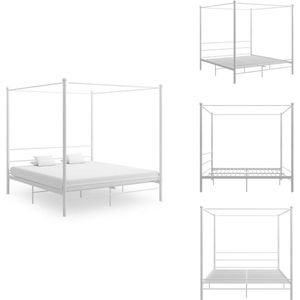 vidaXL Bedframe - Bedframe - Bed Frame - Bed Frames - Hemelbedframe metaal wit 180x200 cm