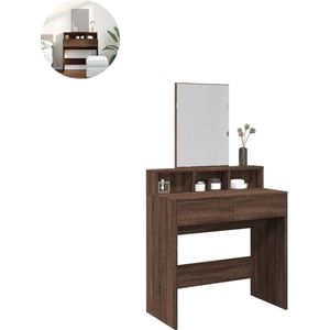 Kaptafel met spiegel - Make up tafel - Make up - Toilettafel - Met lades - Bruin