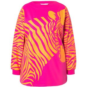 MIAMODA - Dames - Sweatshirt A-lijn zebramotief wijde lange mouw - Neon bes - Maat 46
