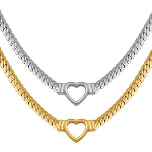 Choker met hartje - Zilveren Ketting - Snake Chain - The Jewellery Salon - Cadeautje voor haar -