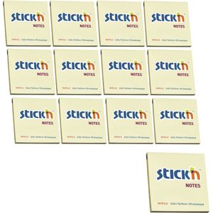 Stick'n sticky notes - 12-Pack - 76x76mm - pastel geel - 100 memoblaadjes per blok