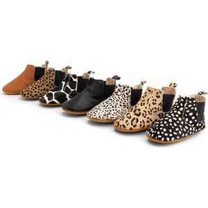 Supercute enkelaarsjes Chelseaboots dierenprint zwart met ecru stipjes 6 tot 12 maanden maat 19