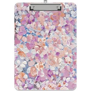 Kunststof klembord, schattig decoratief klembord, 31,5 x 22,5 cm, A4 standaard letterformaat, hard klembord met metalen clip, kantoorklemborden voor studenten, kantoor, bloem