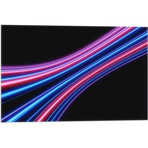 Vlag - Cirkelvormige Roze, Paarse en Blauwe Neon Strepen - 60x40 cm Foto op Polyester Vlag