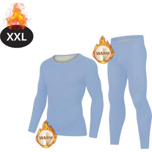 Livano Thermokleding Heren - Thermobroek - Thermoset - Thermolegging - Winter - Thermoshirt - Lichtblauw - XXL
