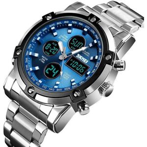 Horloges voor mannen - Blauw met Roestvrijstaal Design - Heren Horloge - Waterdicht -black friday