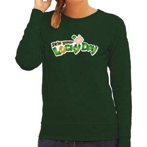 St. Patricks day sweater groen voor dames - Its your lucky day - Ierse feest kleding / trui/ outfit/ kostuum S