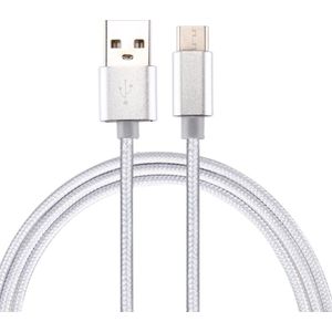 Brei Texture USB naar USB-C / Type-C Data Sync oplaadkabel, kabellengte: 3m, 3A totale output, 2A overdrachtsgegevens, voor Galaxy S8 & S8 + / LG G6 / Huawei P10 & P10 Plus / Oneplus 5 / Xiaomi Mi6 & Max 2 / en andere smartphones (zilver)