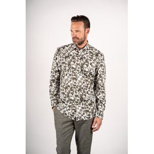 Pre End heren blouse - overhemd LM - 100517 - Ancor - groen print - maat L