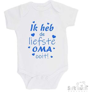 100% katoenen Romper ""Ik heb de liefste Oma ooit!"" Moederdag Jongens Katoen Wit/blauw Maat 62/68