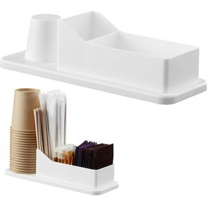 Voor jouw koffiestation thuis of op werk - Organizer voor bekers, suiker, en koffiemelk - Afmetingen 244 x 87 x 68 cm - Wit .