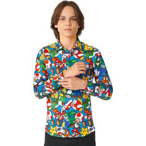 OppoSuits Lange Mouwen Overhemd Super Mario Teen Boys - Tiener Overhemd - Casual Gaming Nintendo Shirt - Meerkleurig - Maat EU 146/152