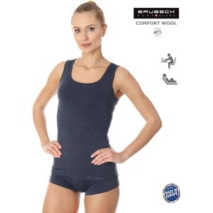 Brubeck Comfort | Dames Ondergoed Hemd Naadloos met Merino Wol - Jeansblauw L