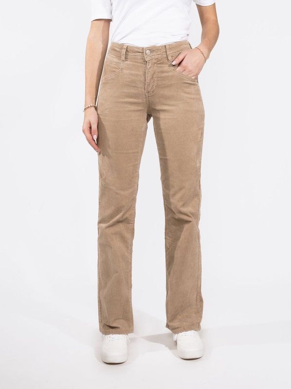 Bibette - 10W Cord - Flare Corduroy Broek - Hoge Taille - Ribstructuur