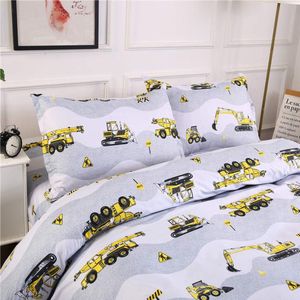 Boraboi ® Levendig Kinderbeddengoed met Bouwvoertuigen Motief voor Kleine Bouwers van 135 x 200 cm