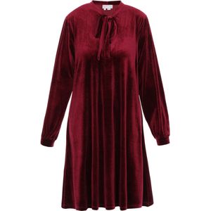 Usha - Jurk - Bourgogne - Pofmouwen - V-hals - Snoersluiting - Kort/mini