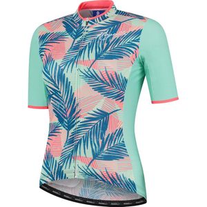 Rogelli Leaf Fietsshirt - Korte Mouwen - Dames - Mint, Coral - Maat XL